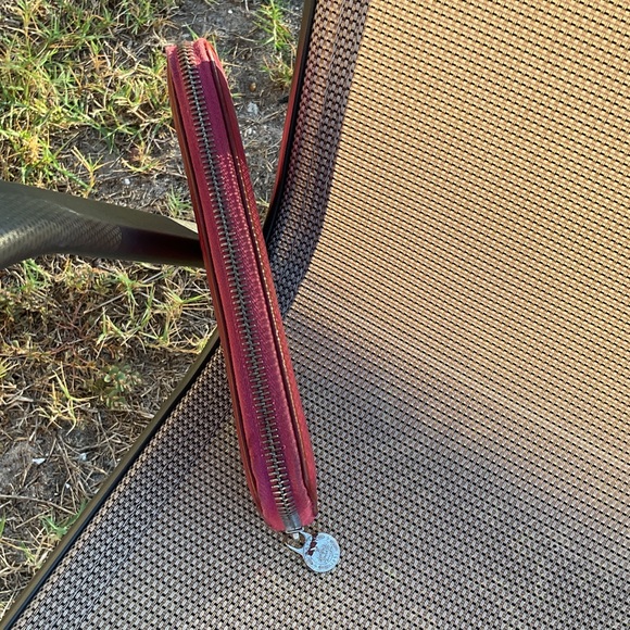 Bally Red Embossed Zip Wallet - Picture 7 of 15